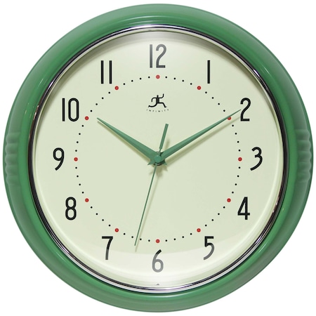 Infinity Instruments Retro Round Green Wall Clock, 12 in. 10940GR-12